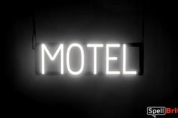 MOTEL sign, featuring LED lights that look like neon MOTEL signs