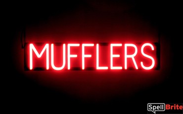 MUFFLERS sign, featuring LED lights that look like neon MUFFLERS signs