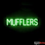 MUFFLERS sign, featuring LED lights that look like neon MUFFLERS signs