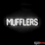 MUFFLERS sign, featuring LED lights that look like neon MUFFLERS signs