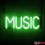 MUSIC sign, featuring LED lights that look like neon MUSIC signs