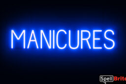 MANICURES Sign – SpellBrite’s LED Sign Alternative to Neon MANICURES Signs for Salons in Blue
