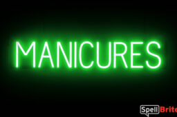 MANICURES Sign – SpellBrite’s LED Sign Alternative to Neon MANICURES Signs for Salons in Green