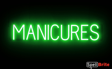 MANICURES sign, featuring LED lights that look like neon MANICURES signs