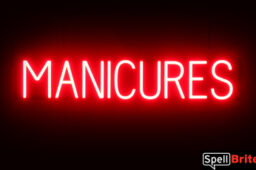 MANICURES Sign – SpellBrite’s LED Sign Alternative to Neon MANICURES Signs for Salons in Red