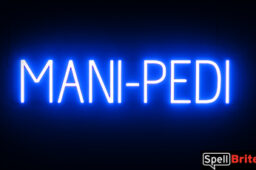 MANIPEDI sign, featuring LED lights that look like neon MANIPEDI signs