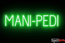 MANI-PEDI Sign – SpellBrite’s LED Sign Alternative to Neon MANI-PEDI Signs for Salons in Green