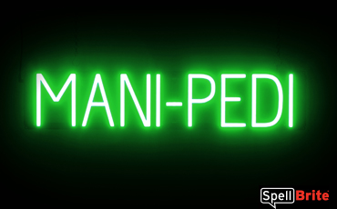 MANI-PEDI Sign – SpellBrite’s LED Sign Alternative to Neon MANI-PEDI Signs for Salons in Green