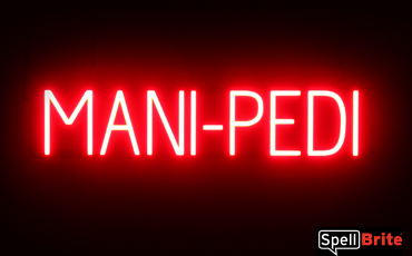MANI-PEDI Sign – SpellBrite’s LED Sign Alternative to Neon MANI-PEDI Signs for Salons in Red