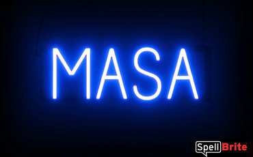 Masa sign, featuring LED lights that look like neon Masa signs
