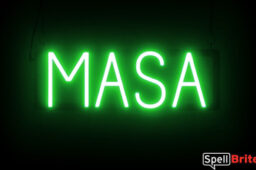 Masa sign, featuring LED lights that look like neon Masa signs