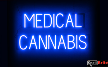 MEDICAL CANNABIS Sign – SpellBrite’s LED Sign Alternative to Neon MEDICAL CANNABIS Signs for Smoke Shops in Blue