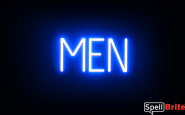 MEN Sign – SpellBrite’s LED Sign Alternative to Neon MEN Signs for Businesses in Blue
