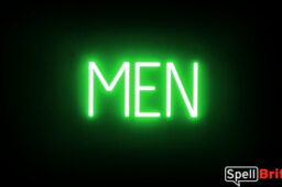 MEN sign, featuring LED lights that look like neon MEN signs
