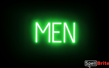 MEN sign, featuring LED lights that look like neon MEN signs