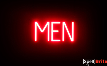 MEN sign, featuring LED lights that look like neon MEN signs