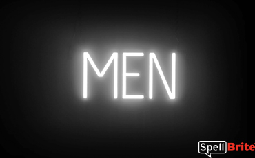 MEN Sign – SpellBrite’s LED Sign Alternative to Neon MEN Signs for Businesses in White