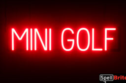 MINI GOLF sign, featuring LED lights that look like neon MINI GOLF signs