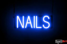 NAILS sign, featuring LED lights that look like neon NAIL signs