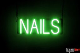 NAILS sign, featuring LED lights that look like neon NAIL signs