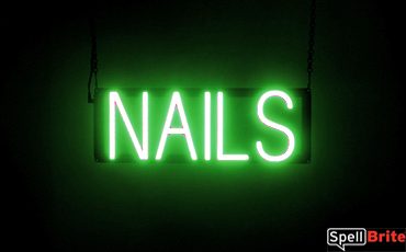 NAILS sign, featuring LED lights that look like neon NAIL signs