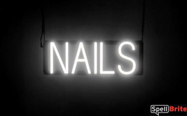 NAILS sign, featuring LED lights that look like neon NAIL signs