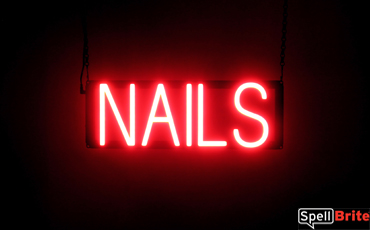 NAILS sign, featuring LED lights that look like neon NAIL signs