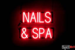 NAILS & SPA sign, featuring LED lights that look like neon NAILS & SPA signs