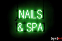 NAILS SPA sign, featuring LED lights that look like neon NAILS SPA signs