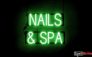 NAILS SPA sign, featuring LED lights that look like neon NAILS SPA signs