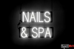 NAILS SPA sign, featuring LED lights that look like neon NAILS SPA signs