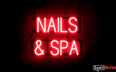 NAILS & SPA sign, featuring LED lights that look like neon NAILS & SPA signs