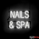 NAILS SPA sign, featuring LED lights that look like neon NAILS SPA signs
