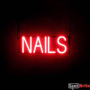 NAILS LED Sign in Red, Neon Look