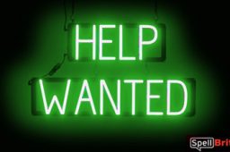 HELP WANTED sign, featuring LED lights that look like neon HELP WANTED signs