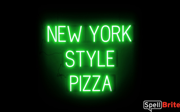 NEW YORK PIZZA sign, featuring LED lights that look like neon NEW YORK PIZZA signs