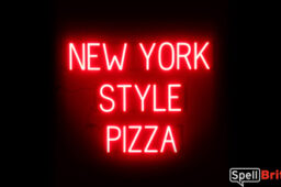 NEW YORK PIZZA sign, featuring LED lights that look like neon NEW YORK PIZZA signs