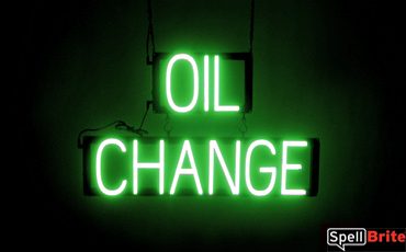 OIL CHANGE sign, featuring LED lights that look like neon OIL CHANGE signs