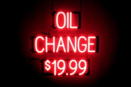 OIL CHANGE $19.99 LED signage that uses changeable numbers to make business signs for your shop