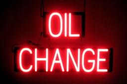 OIL CHANGE LED lighted signs that use changeable letters to make window signs for your shop