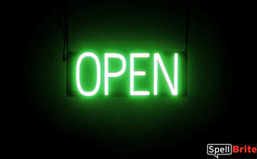 OPEN sign, featuring LED lights that look like neon OPEN signs
