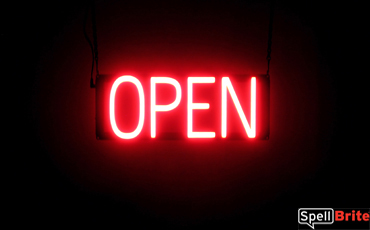 OPEN sign, featuring LED lights that look like neon OPEN signs