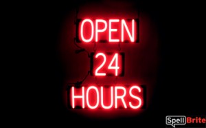 OPEN 24 HOURS lighted LED sign that uses changeable letters to make business signs