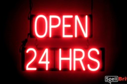 OPEN 24 HRS LED lighted sign that uses click-together letters to make personalized signs
