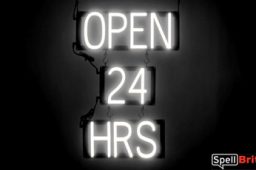 OPEN 24 HRS sign, featuring LED lights that look like neon OPEN 24 HRS signs