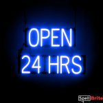 OPEN 24 HRS sign, featuring LED lights that look like neon OPEN 24 HRS signs