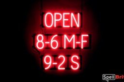 Business Hours LED lighted signs that use click-together numbers to make personalized signs