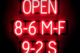 Business Hours LED illuminated sign that uses interchangeable letters to make business signs