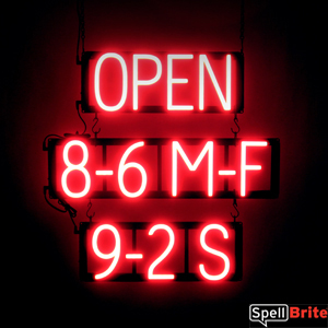 Business Hours LED illuminated sign that uses interchangeable letters to make business signs