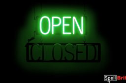 OPEN CLOSED sign, featuring LED lights that look like neon OPEN CLOSED signs